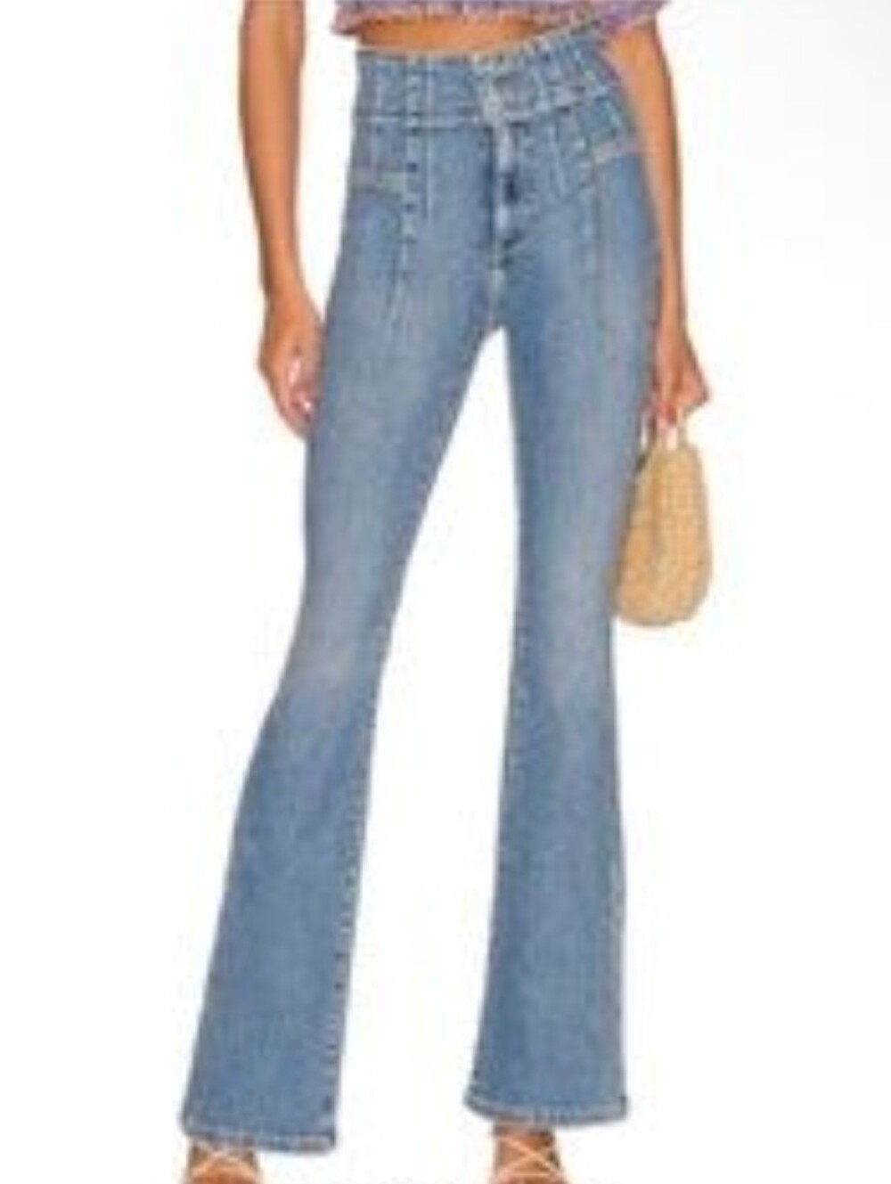 We The Free Medium Blue High-Rise Flare Jeans